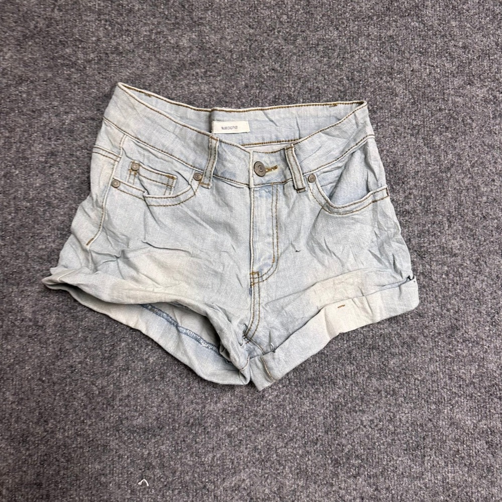 Blue Asphalt Shorts Womens Size 3 Light Wash Denim Cuffed Stretch Casual Mini